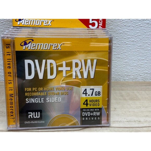 Memorex 4.7GB DVD+RW 5Pack For PC & Home Video Recordable Single Sided New - Picture 4 of 8